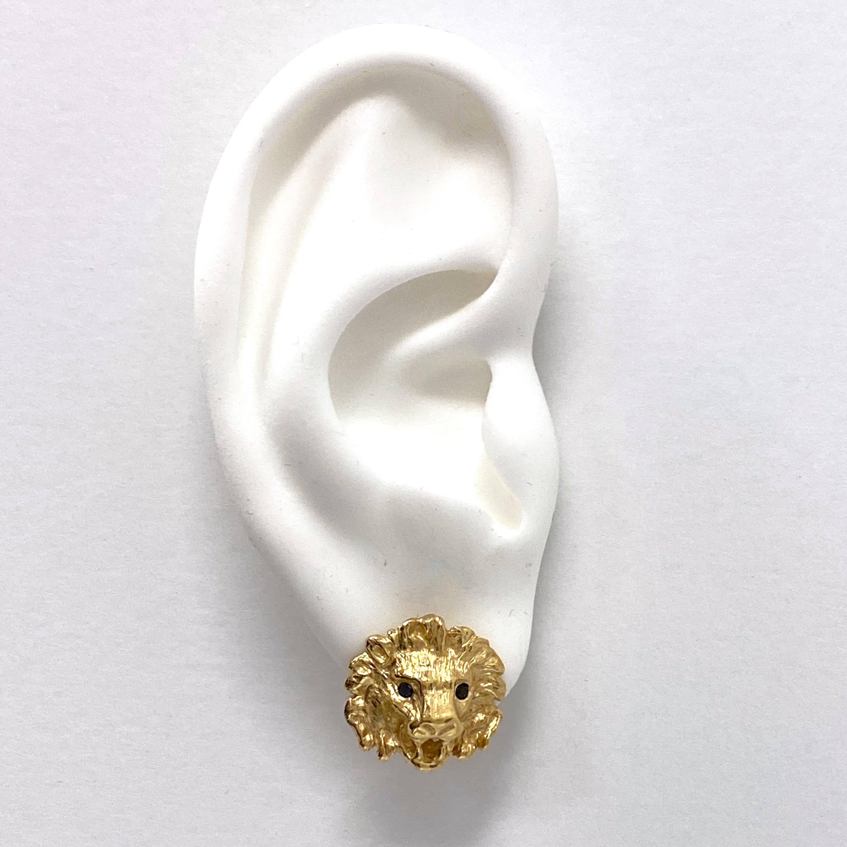 gold lion earrings