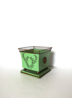 Lion Head Tole Plant or Flower Pot Holder Cachepot Jardiniere