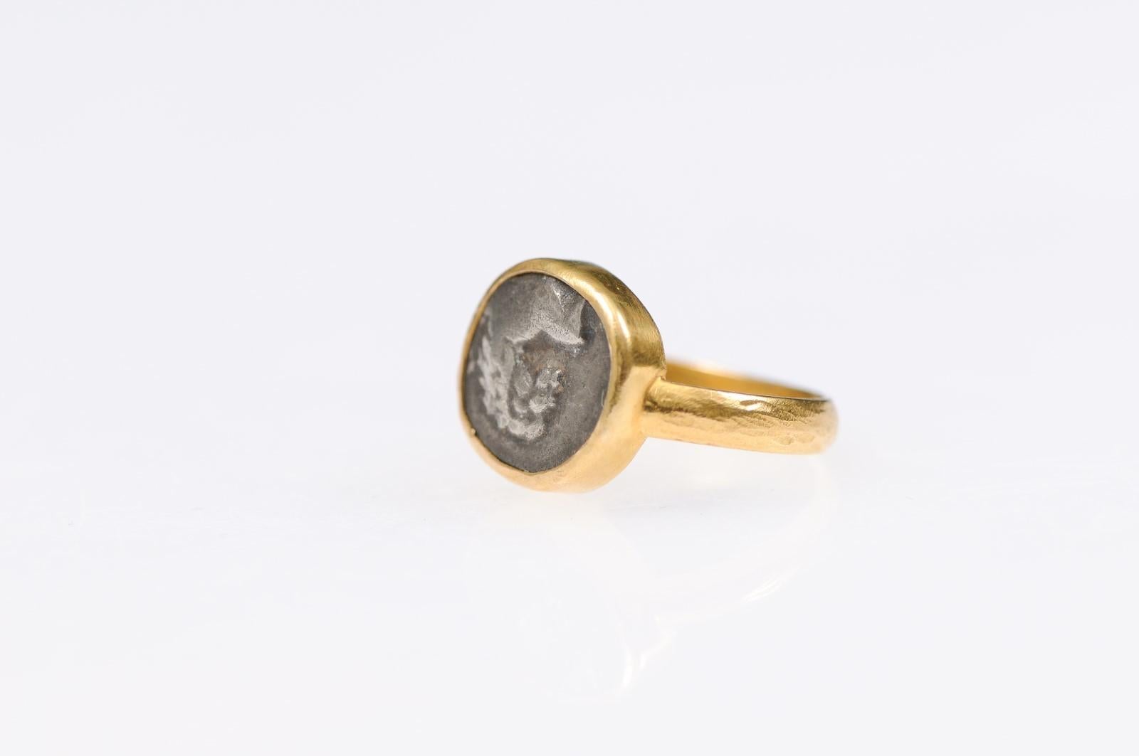 Classical Greek Lion Hemidrachm Ring in 22K gold For Sale