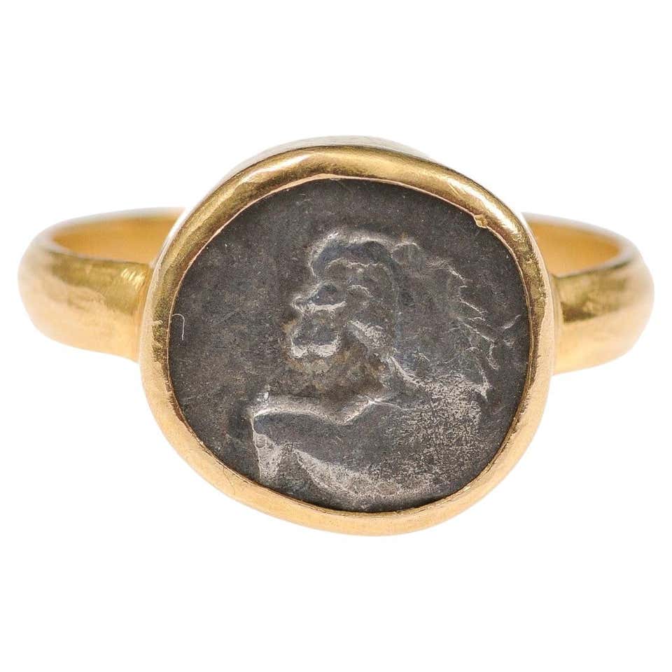 Aquamarine Greco Roman Ring – Cabochon Cut in 22K Yellow Gold, Darlene ...