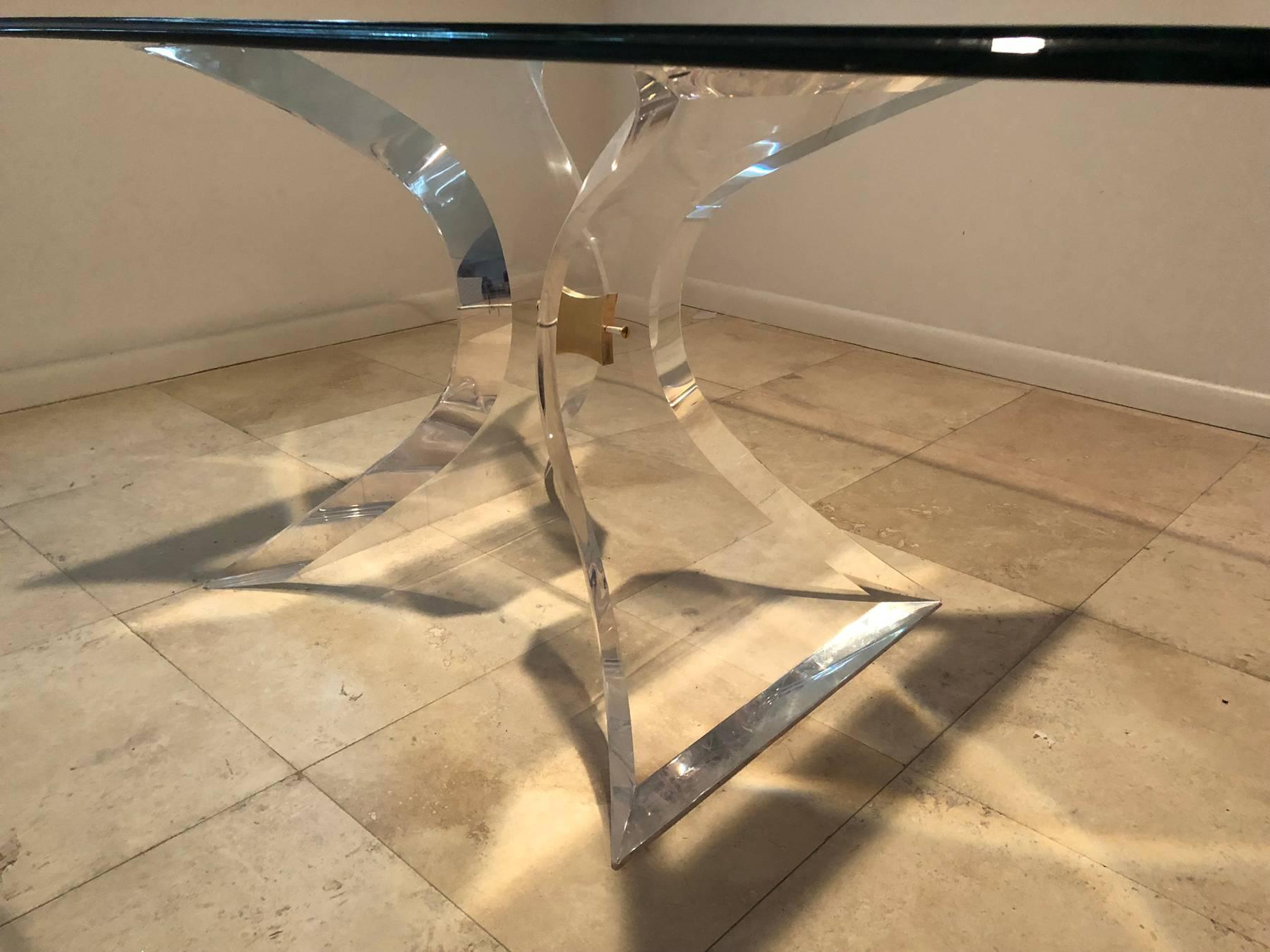 Mid-Century Modern Lion in Frost Butterfly Lucite Dining Table