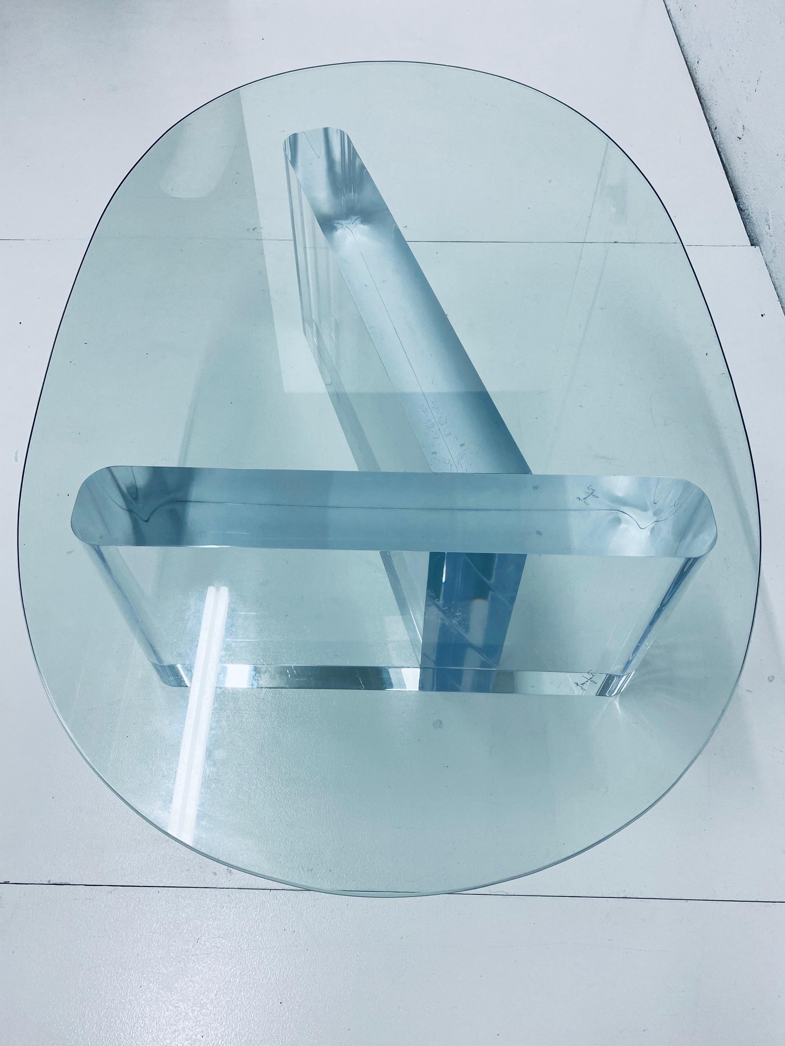 oval lucite coffee table