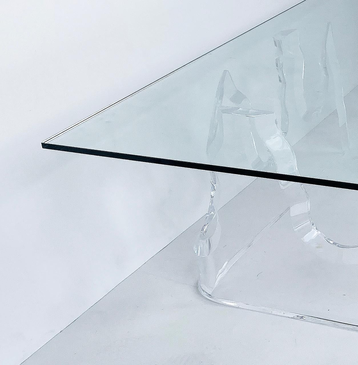 Lion in Frost Lucite Coffee Table with Glass Top For Sale 1