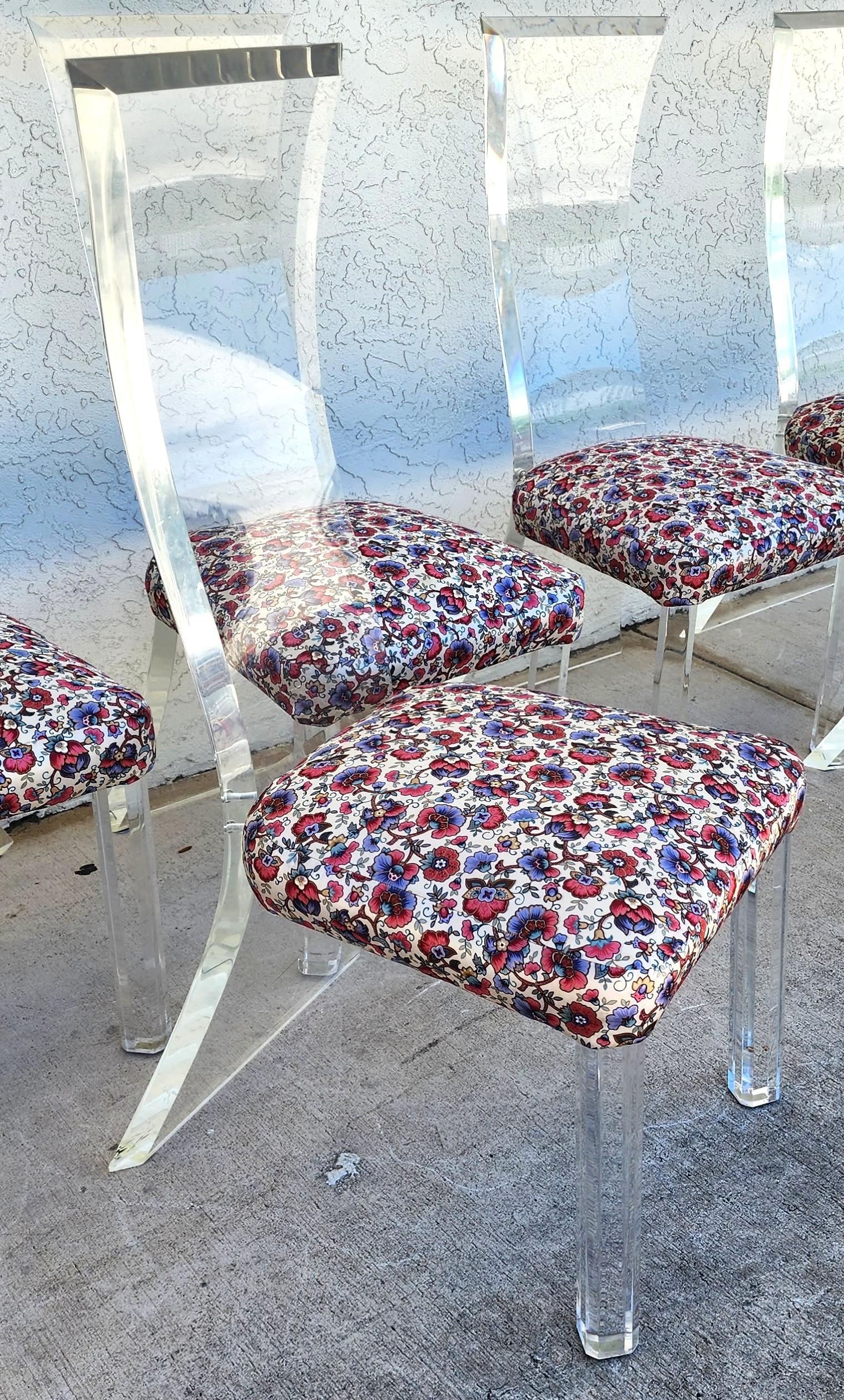 Sedie da pranzo in lucite Lion in Frost firmate Set di 6 pezzi molto raro in vendita 6
