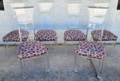 Lion in Frost Lucite Dining Chairs Signed Very Rare Set of 6