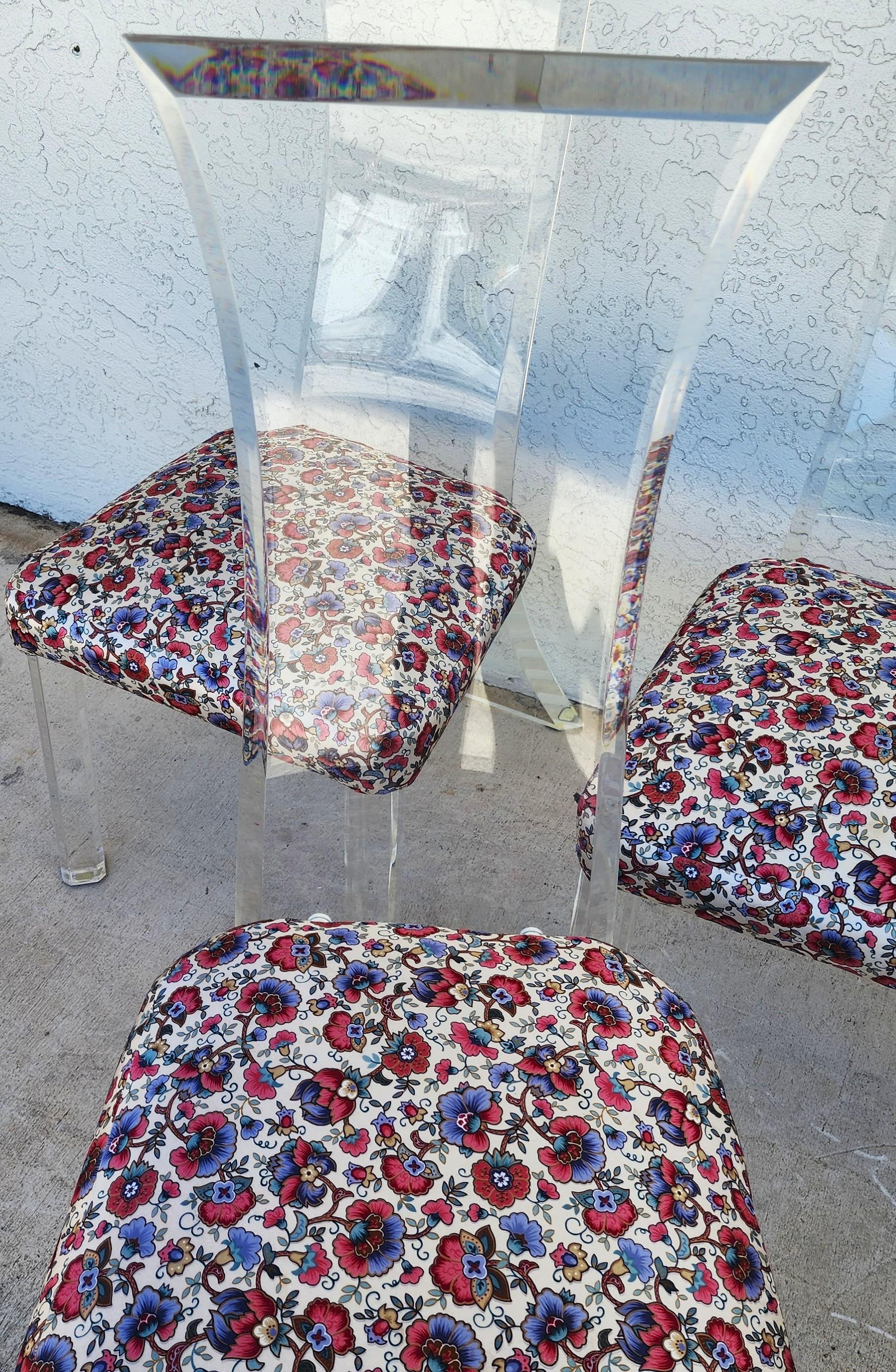 Sedie da pranzo in lucite Lion in Frost firmate Set di 6 pezzi molto raro in vendita 1