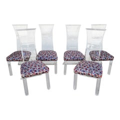 Sedie da pranzo in lucite Lion in Frost firmate Set di 6 pezzi molto raro