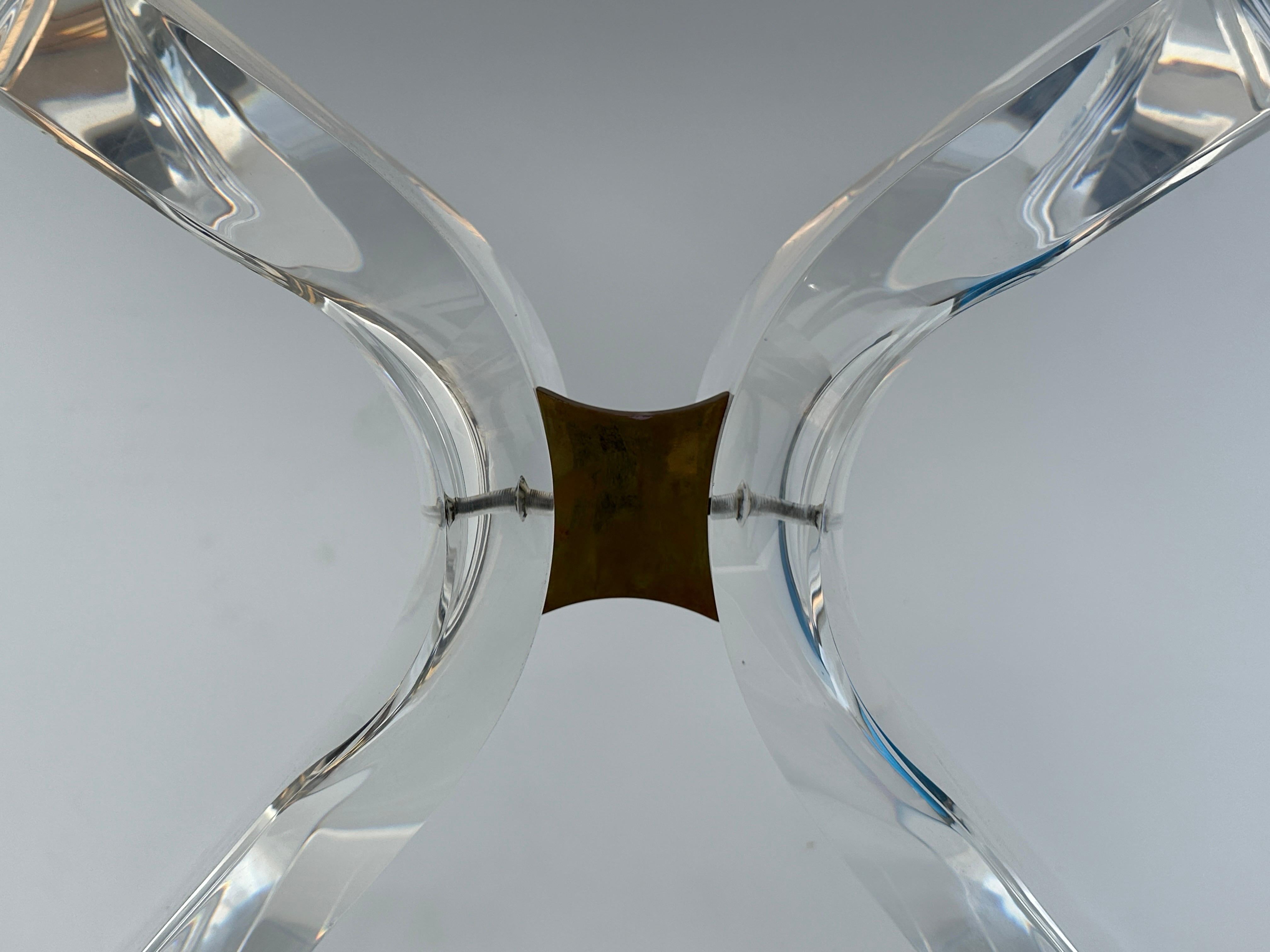 Polished Lion in Frost Lucite Dining Table Base For Sale