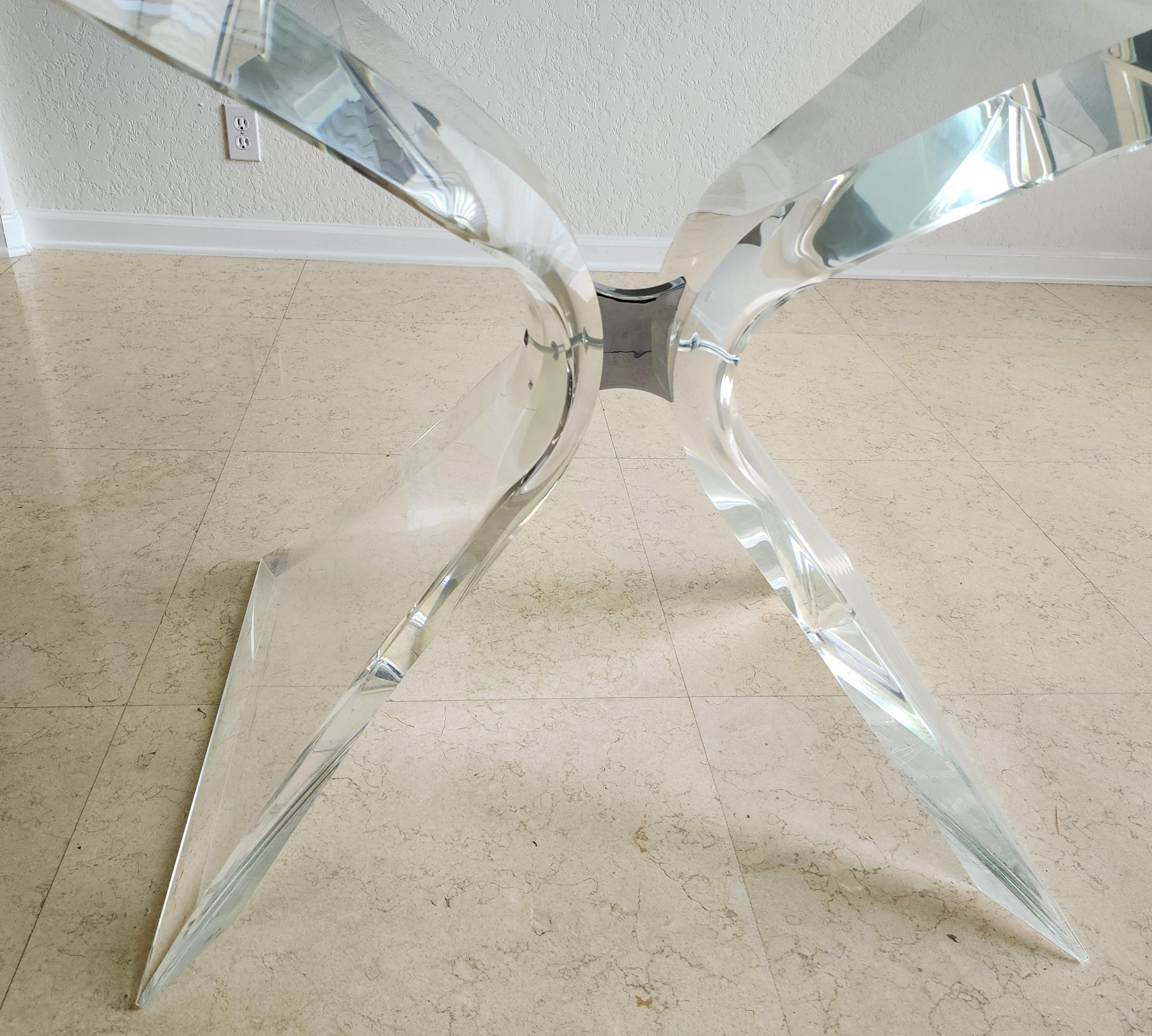 Lion in Frost Lucite & Glass Dining Table Signed For Sale 6