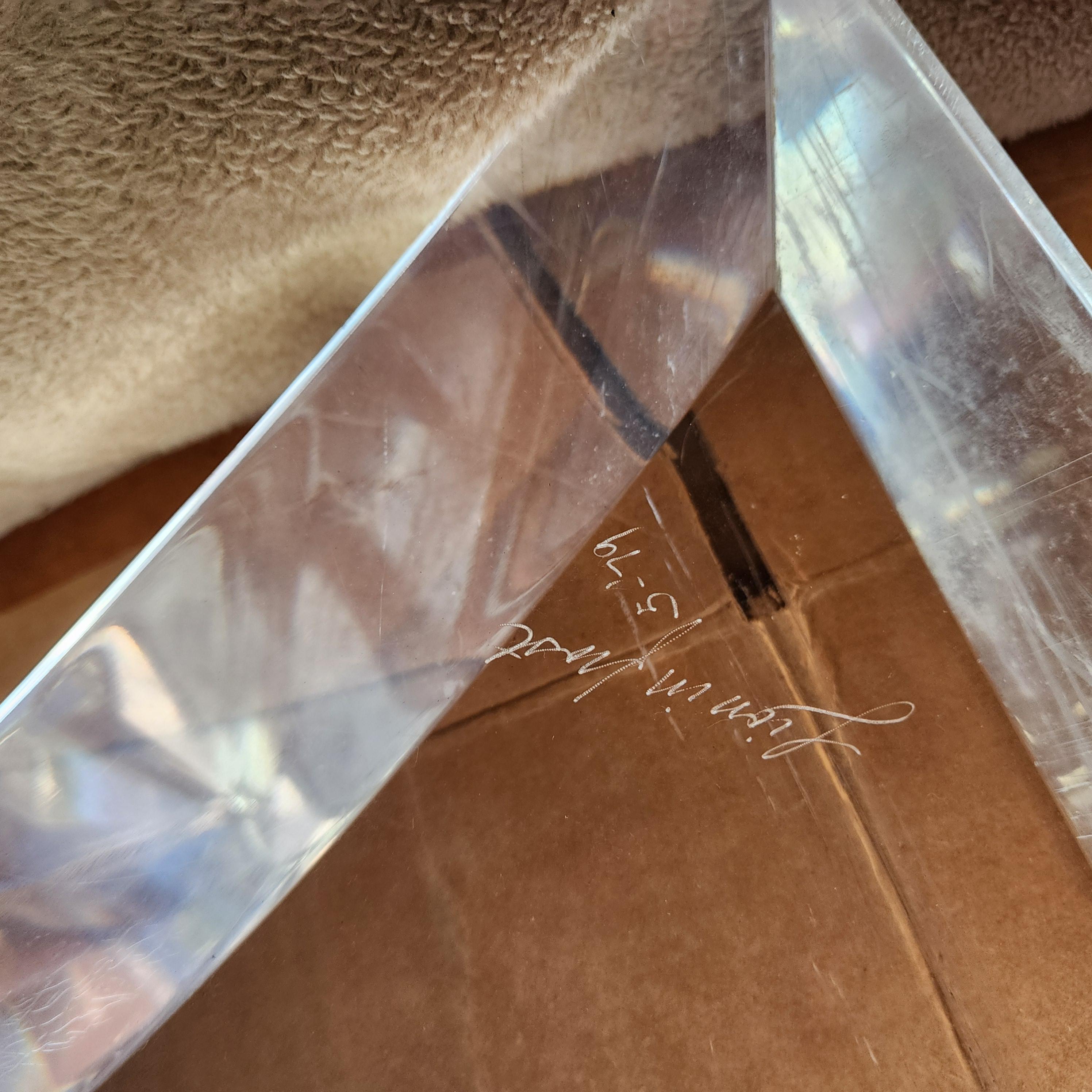 Lion in Frost Lucite & Glass Dining Table Signed For Sale 7