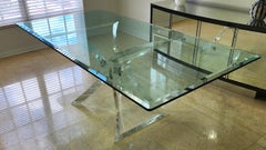 Lion in Frost Lucite & Glass Dining Table Signed