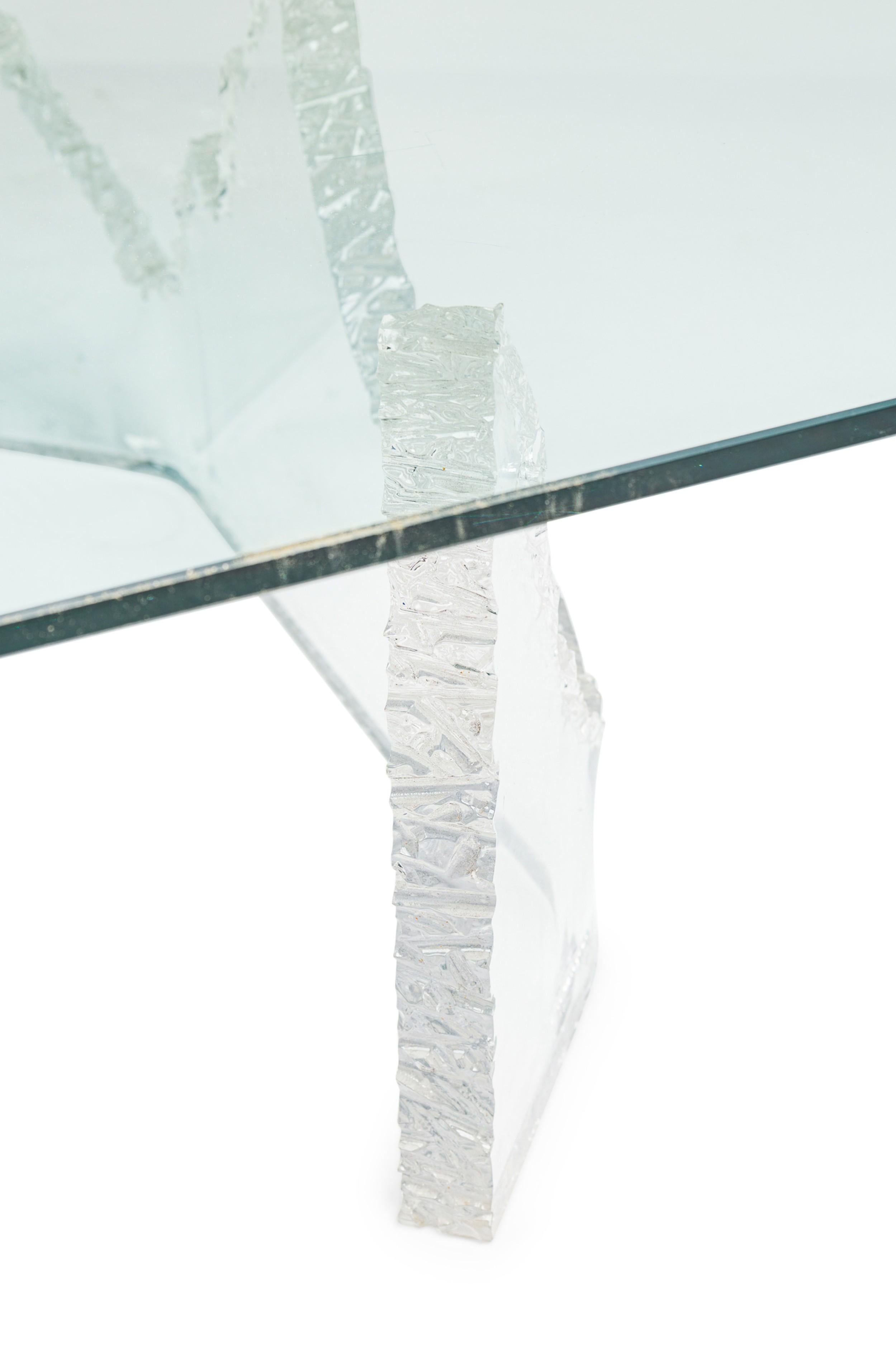 Américain Lion in Frost Mid-Century American Lucite Glacial Cocktail / Coffee Table Bases en vente