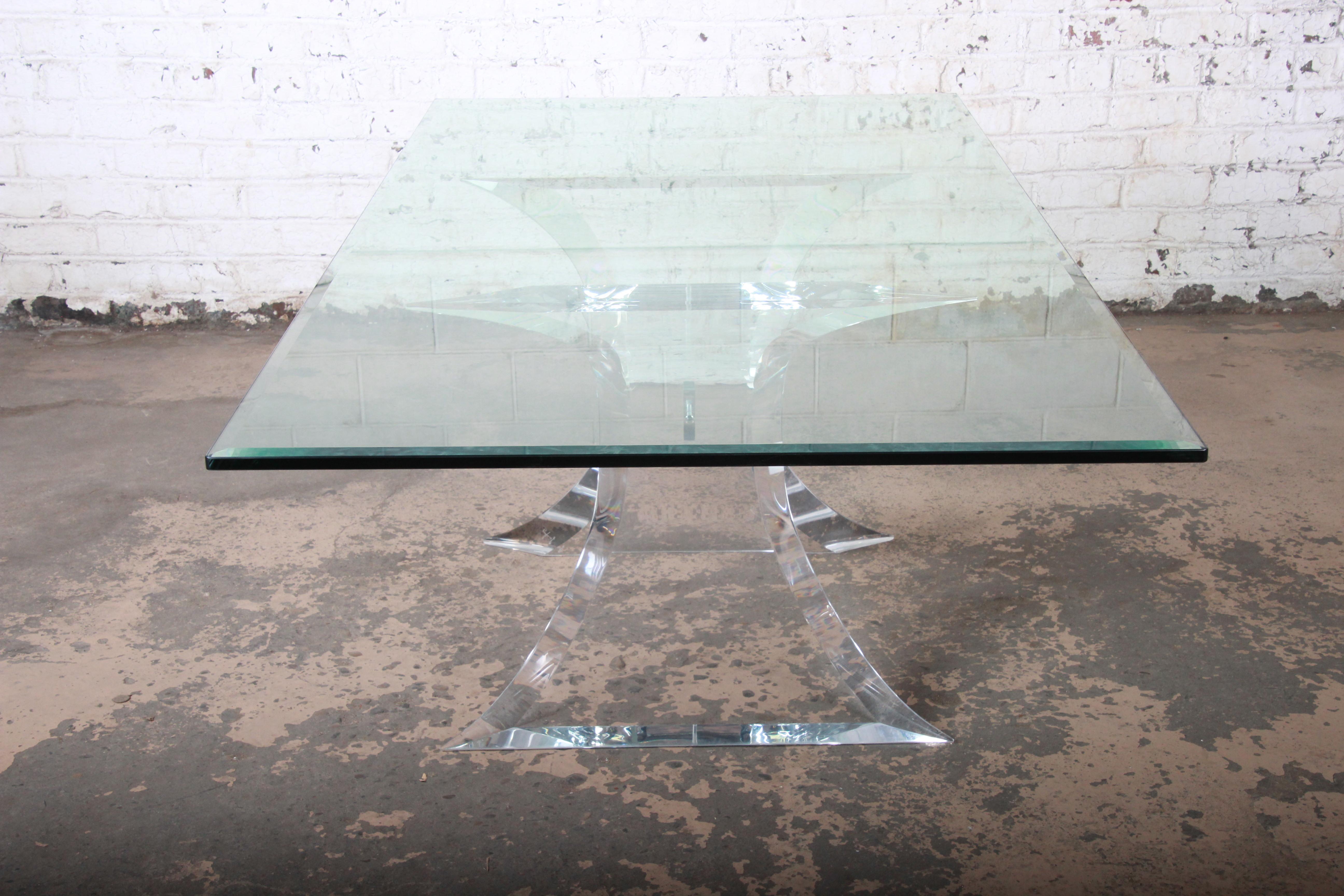 Lion in Frost Mid-Century Modern Sculpted Lucite and Glass Dining Table 3