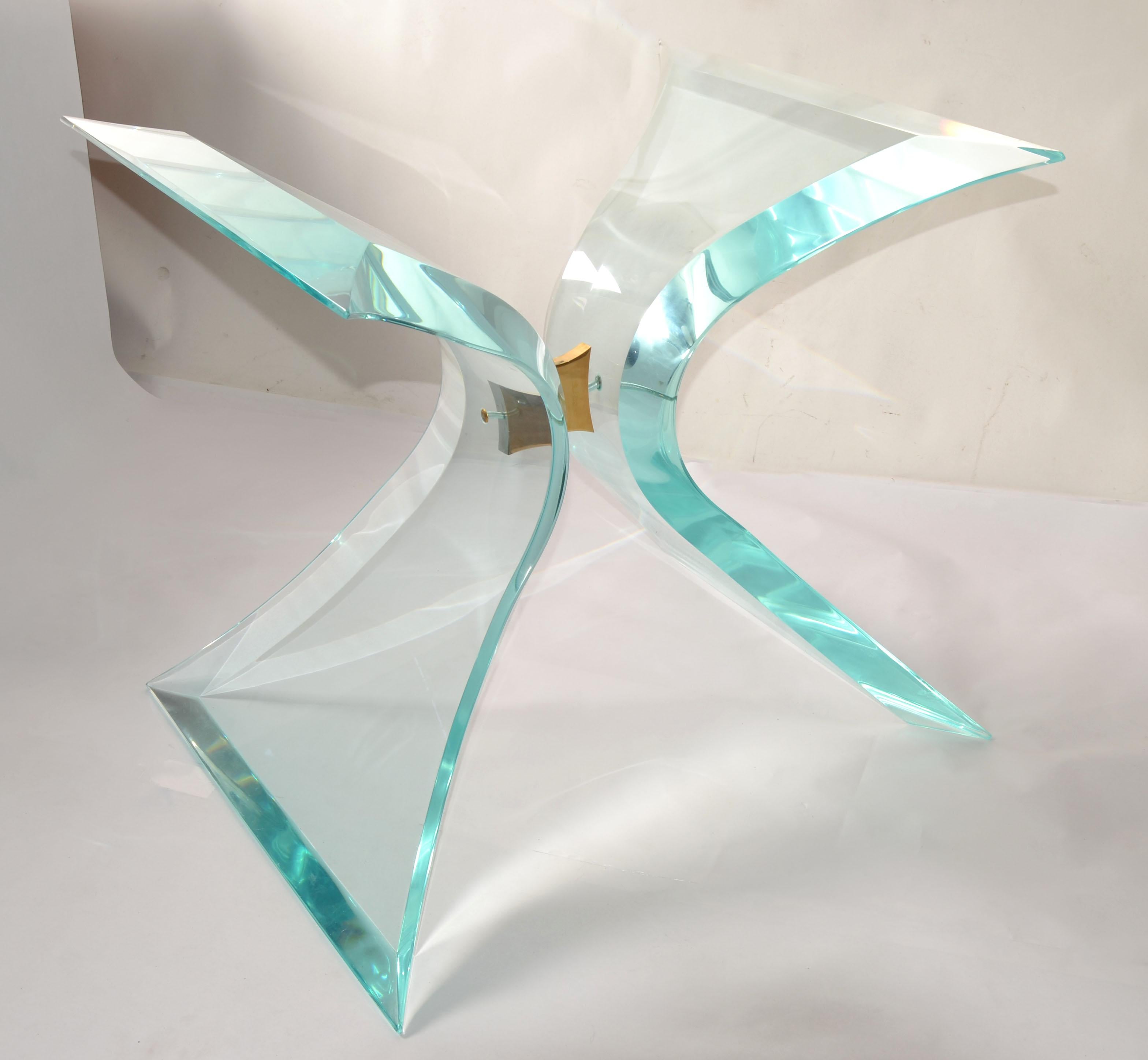 Table sculpturale en laiton lucite mi-siècle moderne signée Lion In Frost Bon état - En vente à Miami, FL