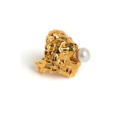 Lion King Pearl Ring in 24K Gold