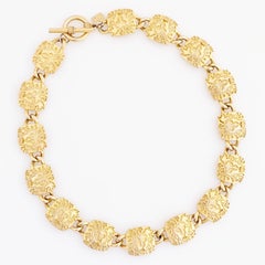 Lion Logo Link Choker Necklace By Anne Klein, 1980s