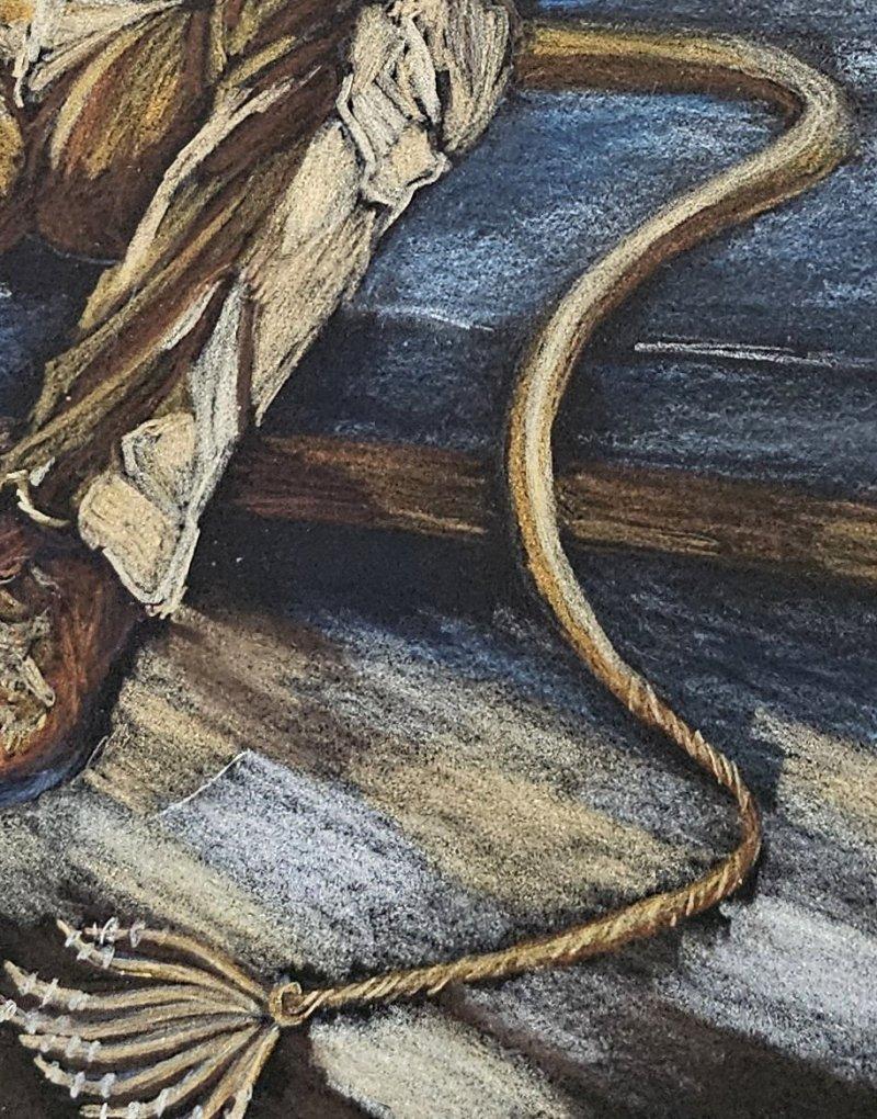 American ART, Signed Original Lion Man in City High-Rise  Watercolor For Sale