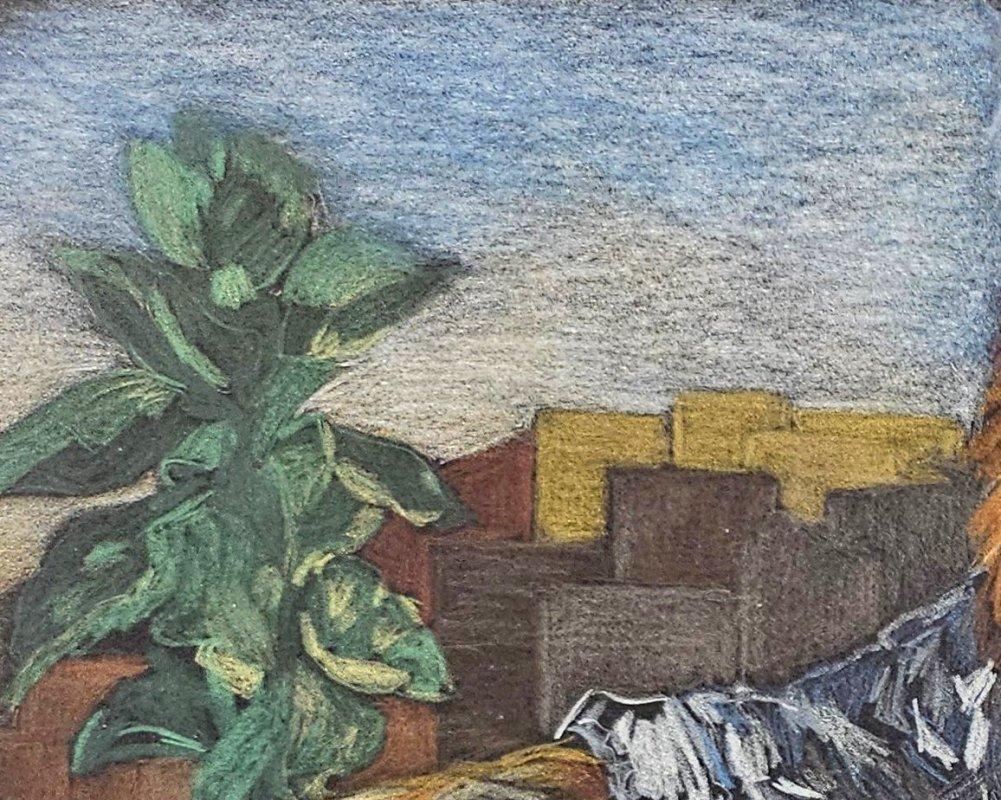 Other ART, Signed Original Lion Man in City High-Rise  Watercolor For Sale