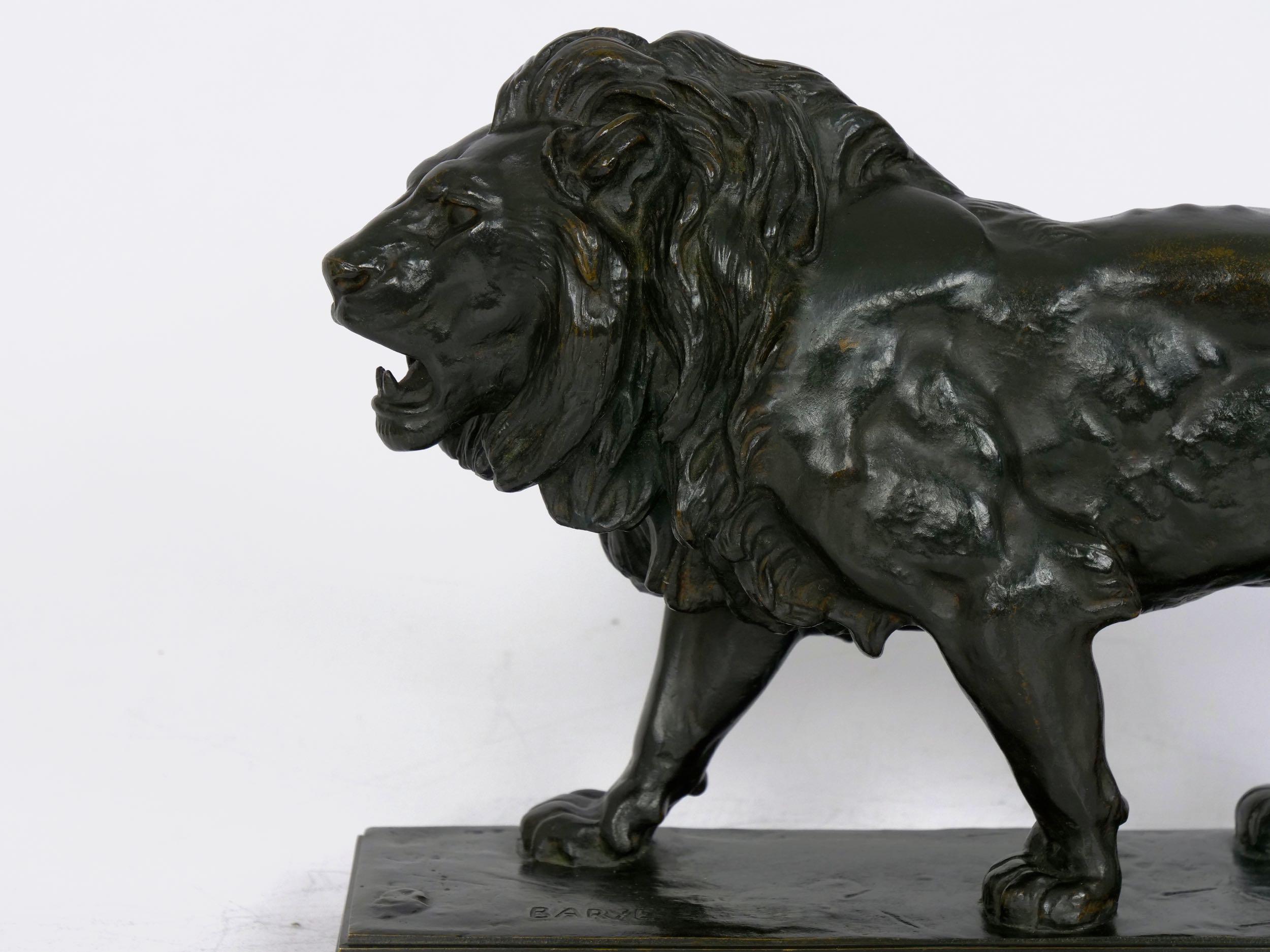 “Lion Marchant” Antique French Bronze Sculpture by Antoine Barye & Barbedienne 6