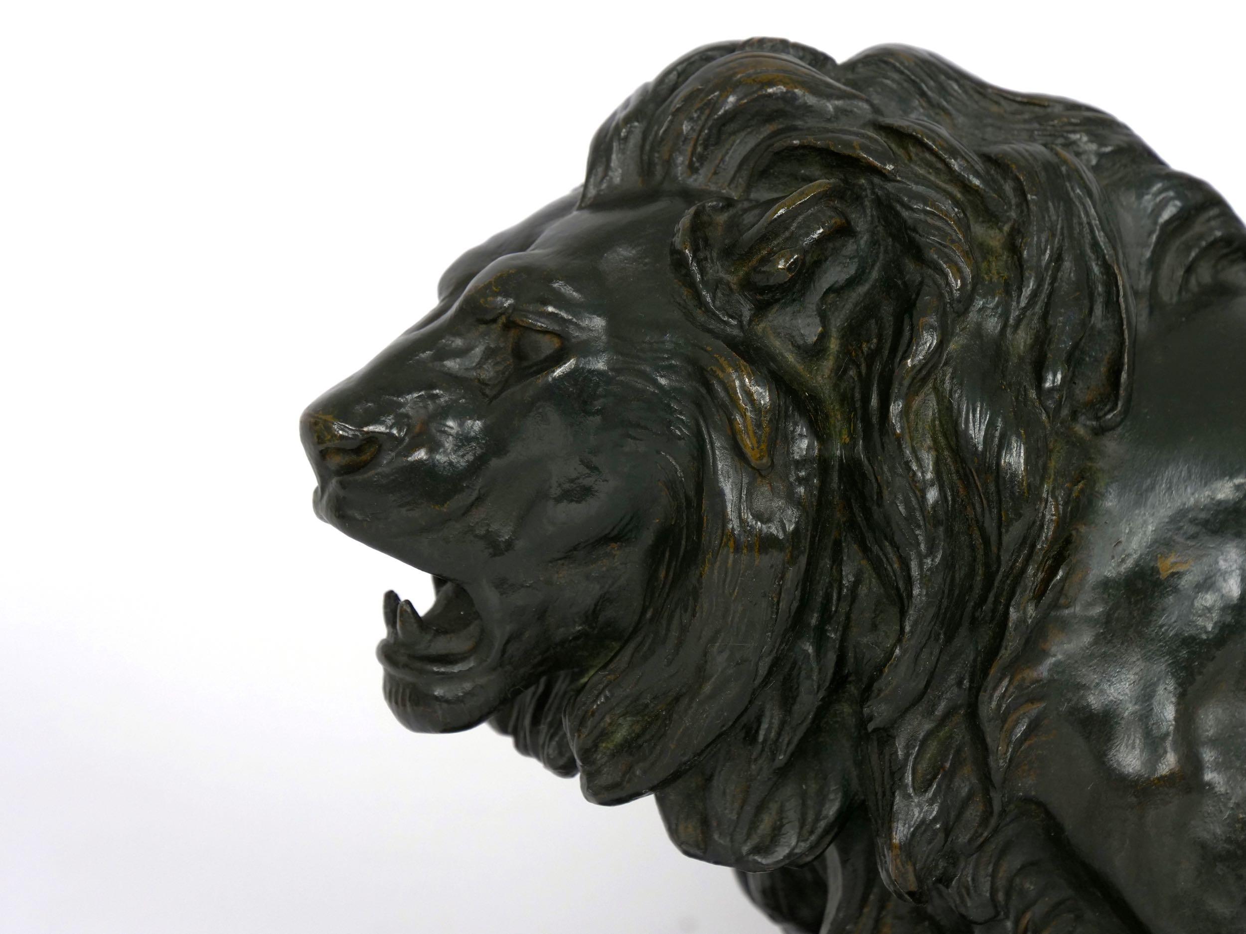 “Lion Marchant” Antique French Bronze Sculpture by Antoine Barye & Barbedienne 8