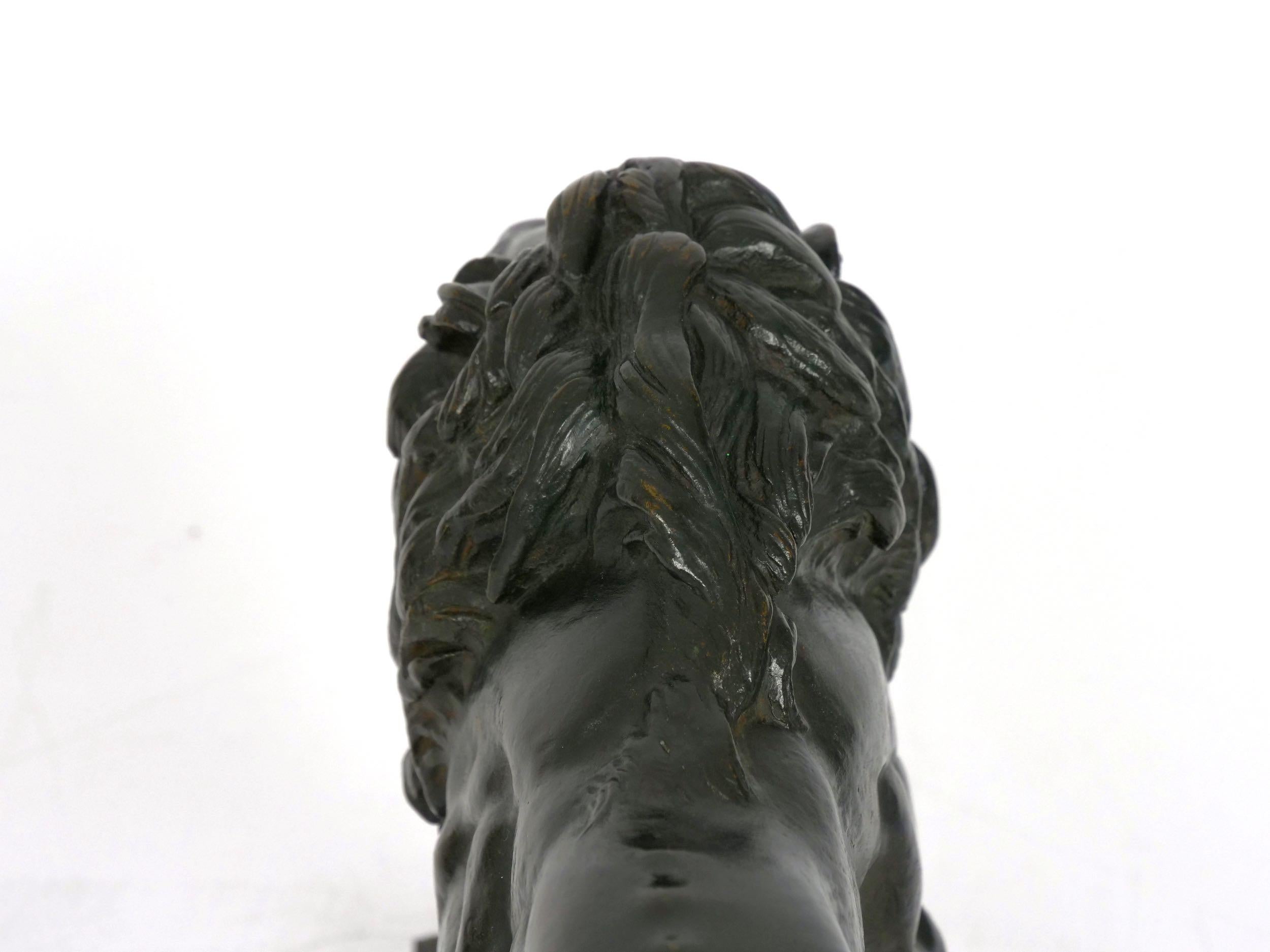 “Lion Marchant” Antique French Bronze Sculpture by Antoine Barye & Barbedienne 9