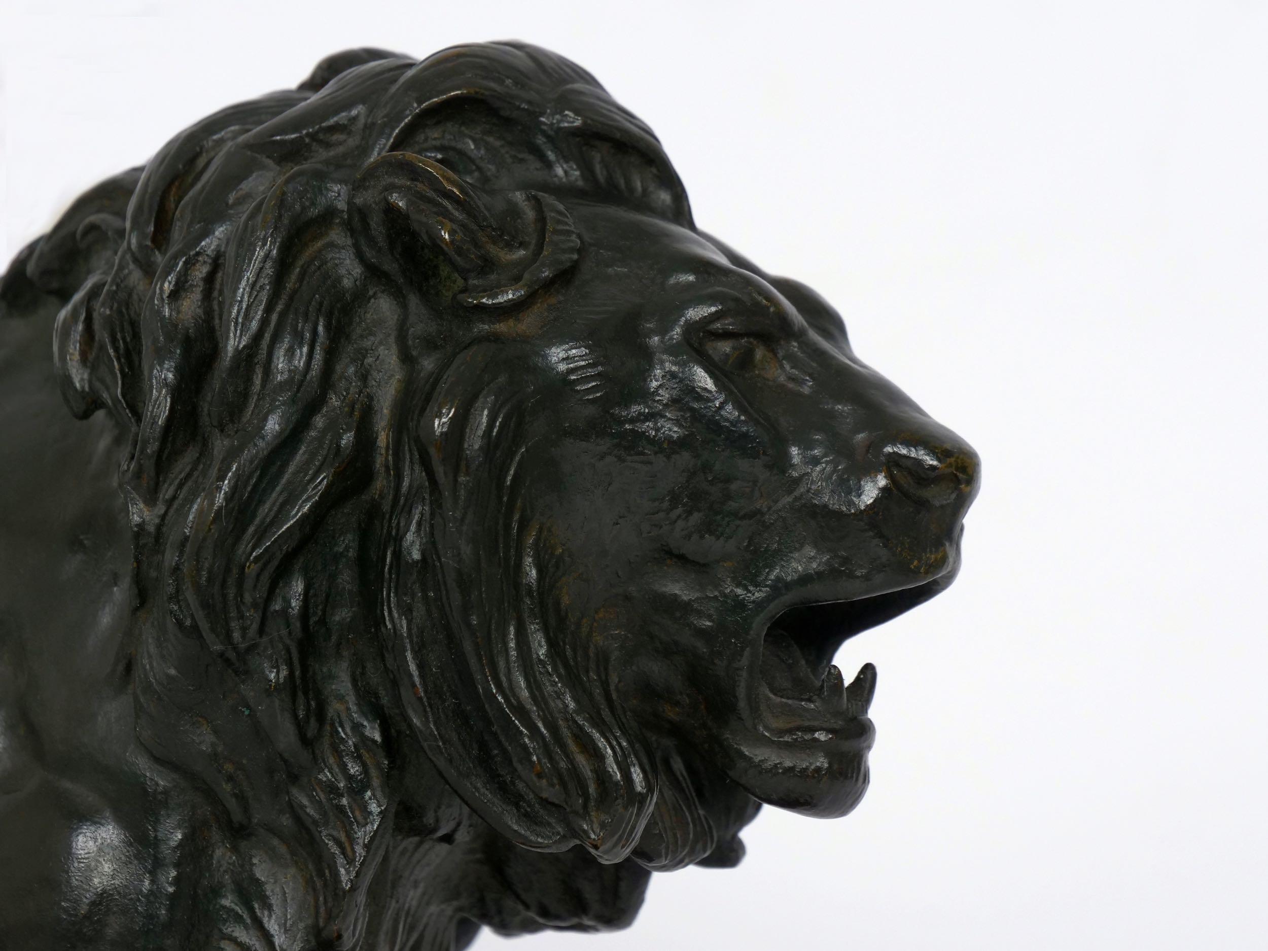 “Lion Marchant” Antique French Bronze Sculpture by Antoine Barye & Barbedienne 16