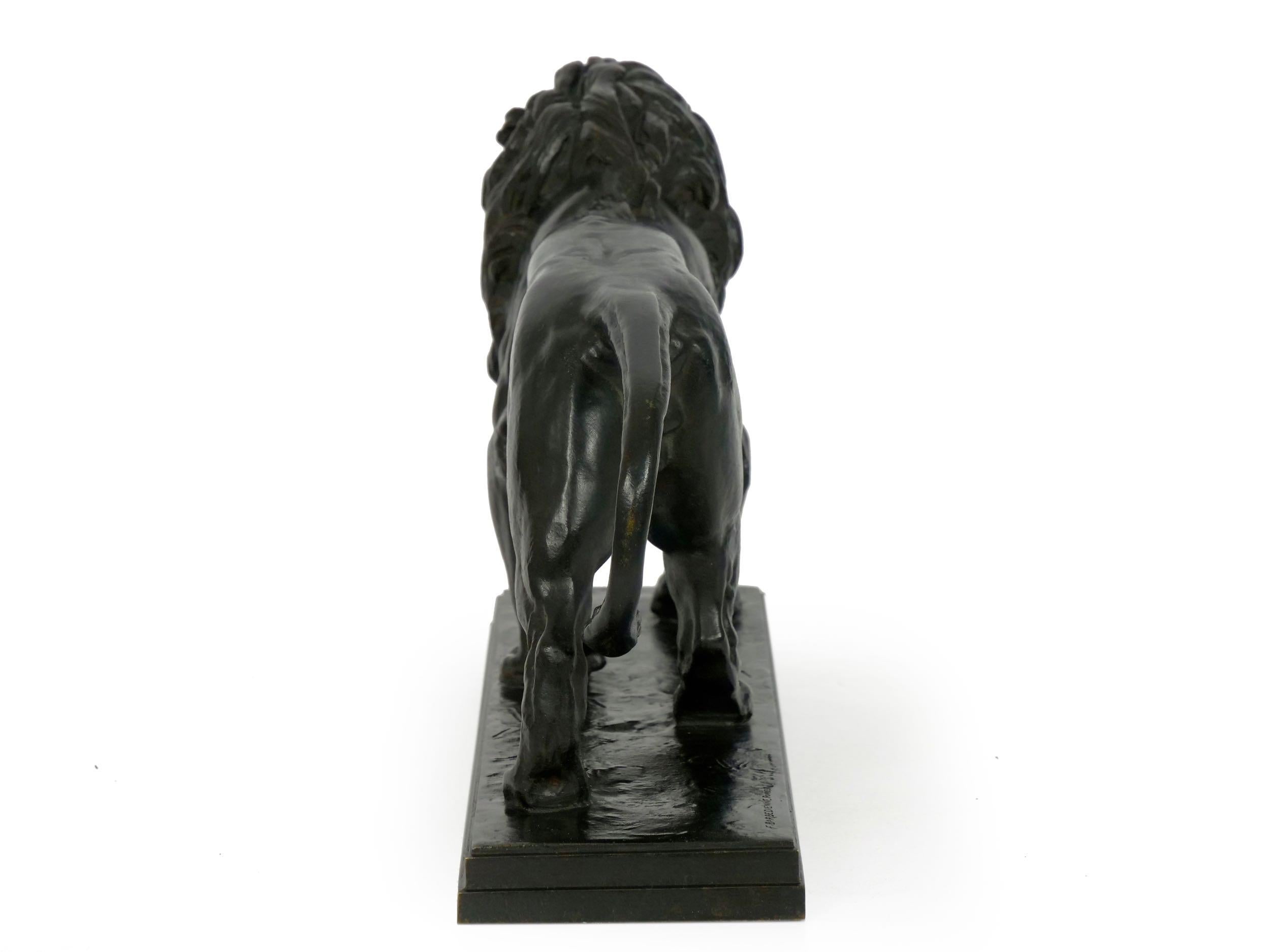 “Lion Marchant” Antique French Bronze Sculpture by Antoine Barye & Barbedienne In Good Condition In Shippensburg, PA