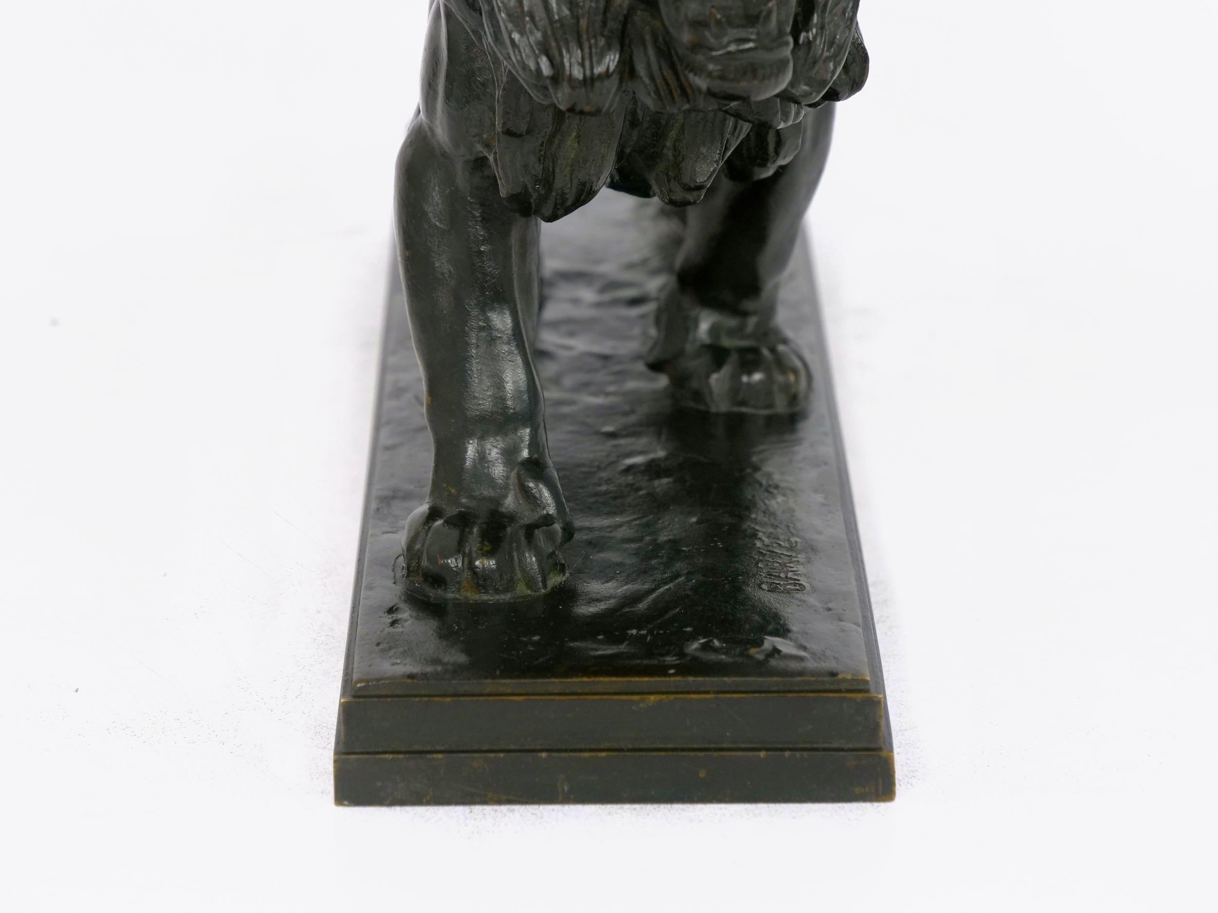 “Lion Marchant” Antique French Bronze Sculpture by Antoine Barye & Barbedienne 4