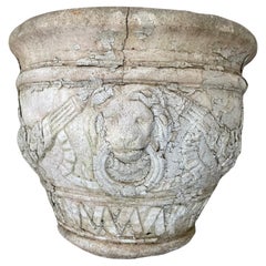 Antique Lion Mask Garden Urn
