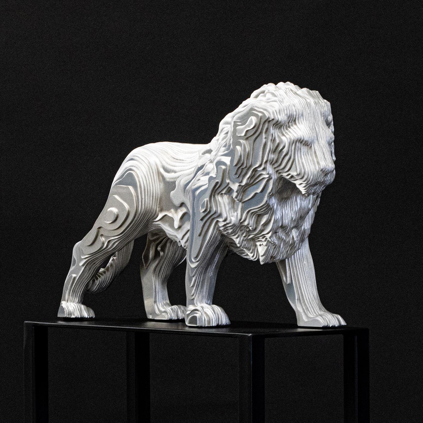 Welded Lion Medium Polished Sculpture For Sale