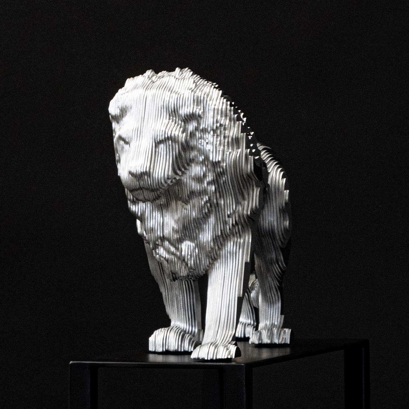 Contemporary Lion Medium Polished Sculpture For Sale
