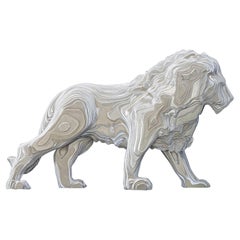 Sculpture de lion polie moyenne