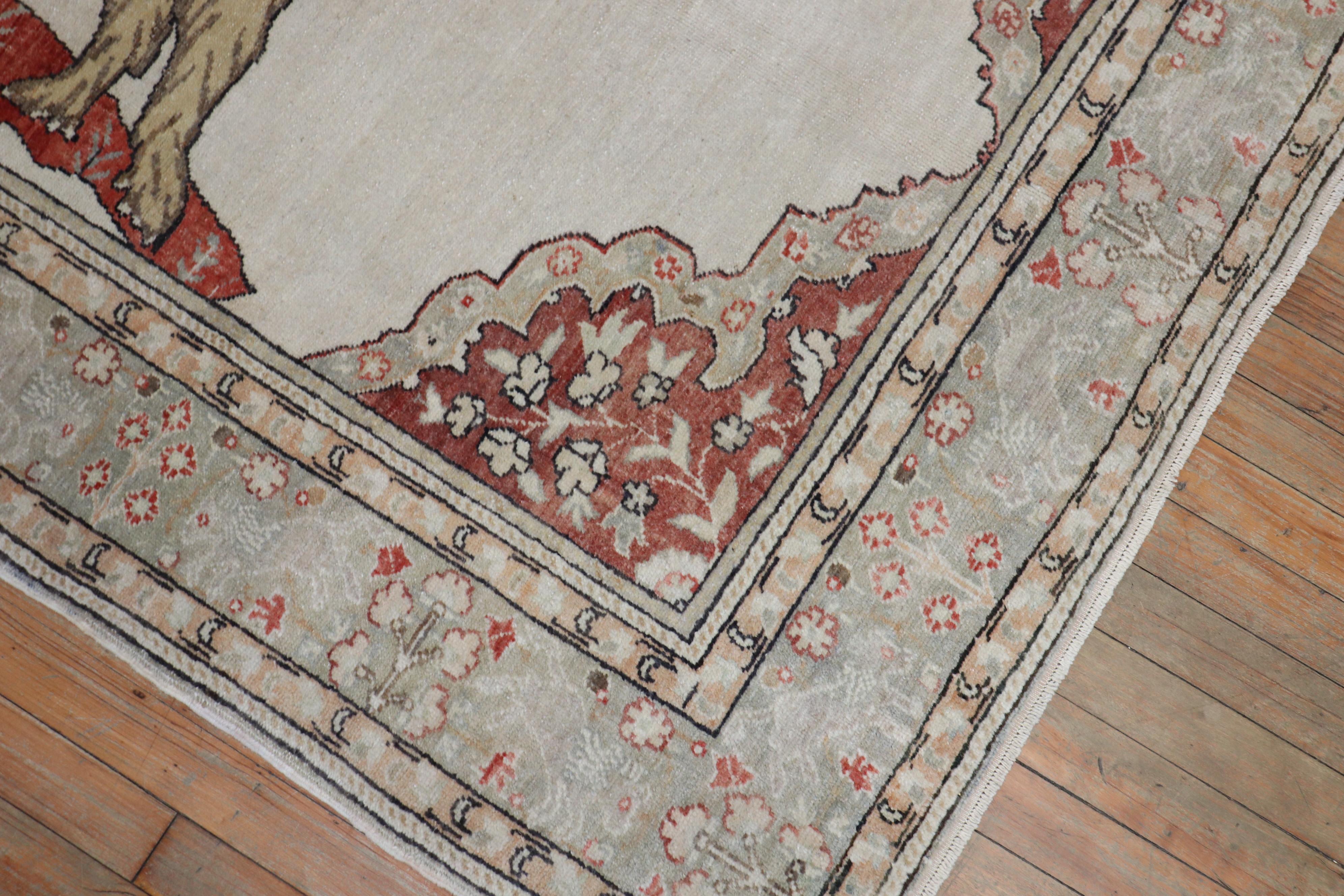 Türkischer Dowry-Teppich mit Löwenmotiv auf weißem Grund, 20. Jahrhundert im Angebot 2