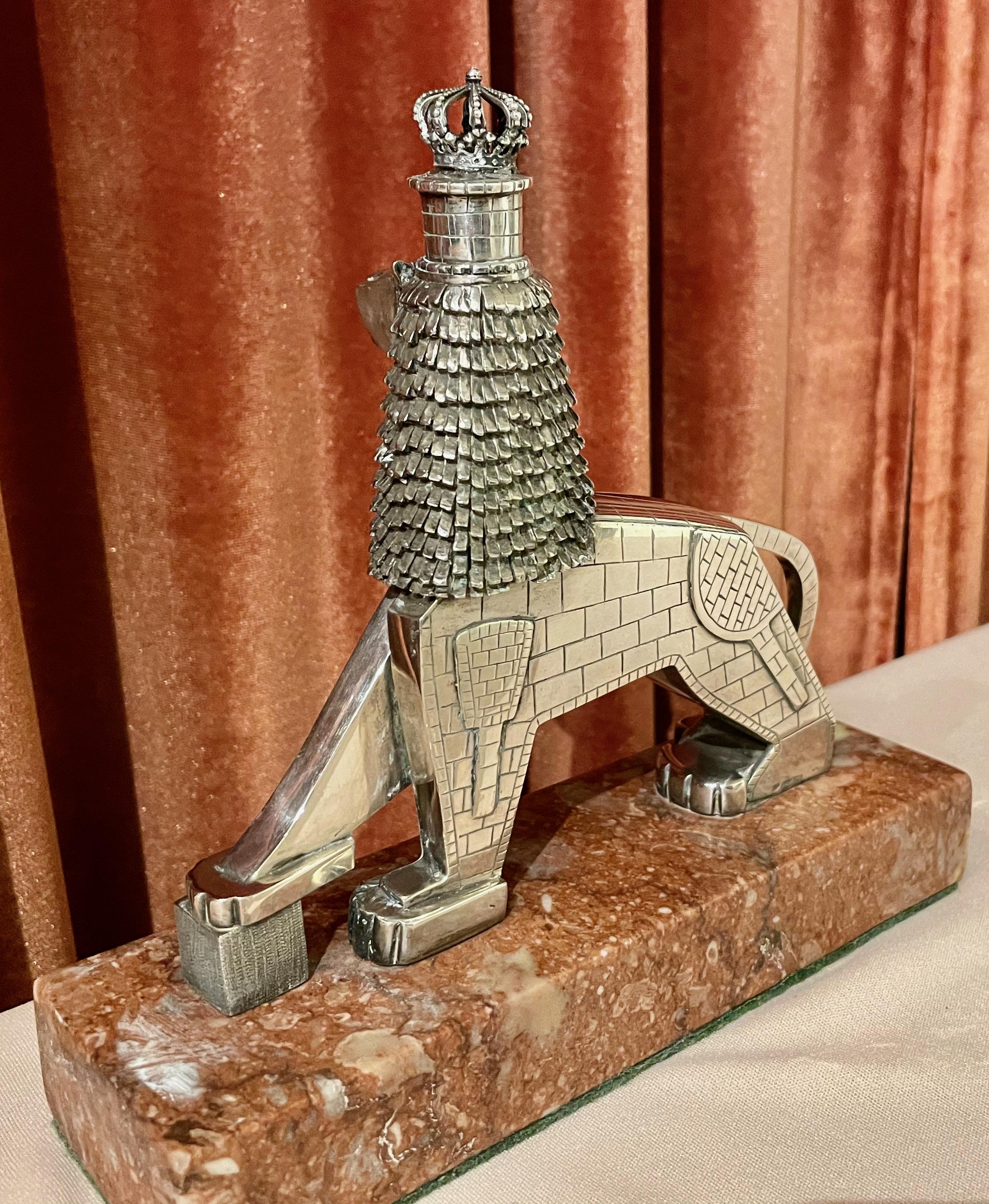 Art Deco Lion of Judah 800 Silver Statue by Artist Dejene from Addis Ababa