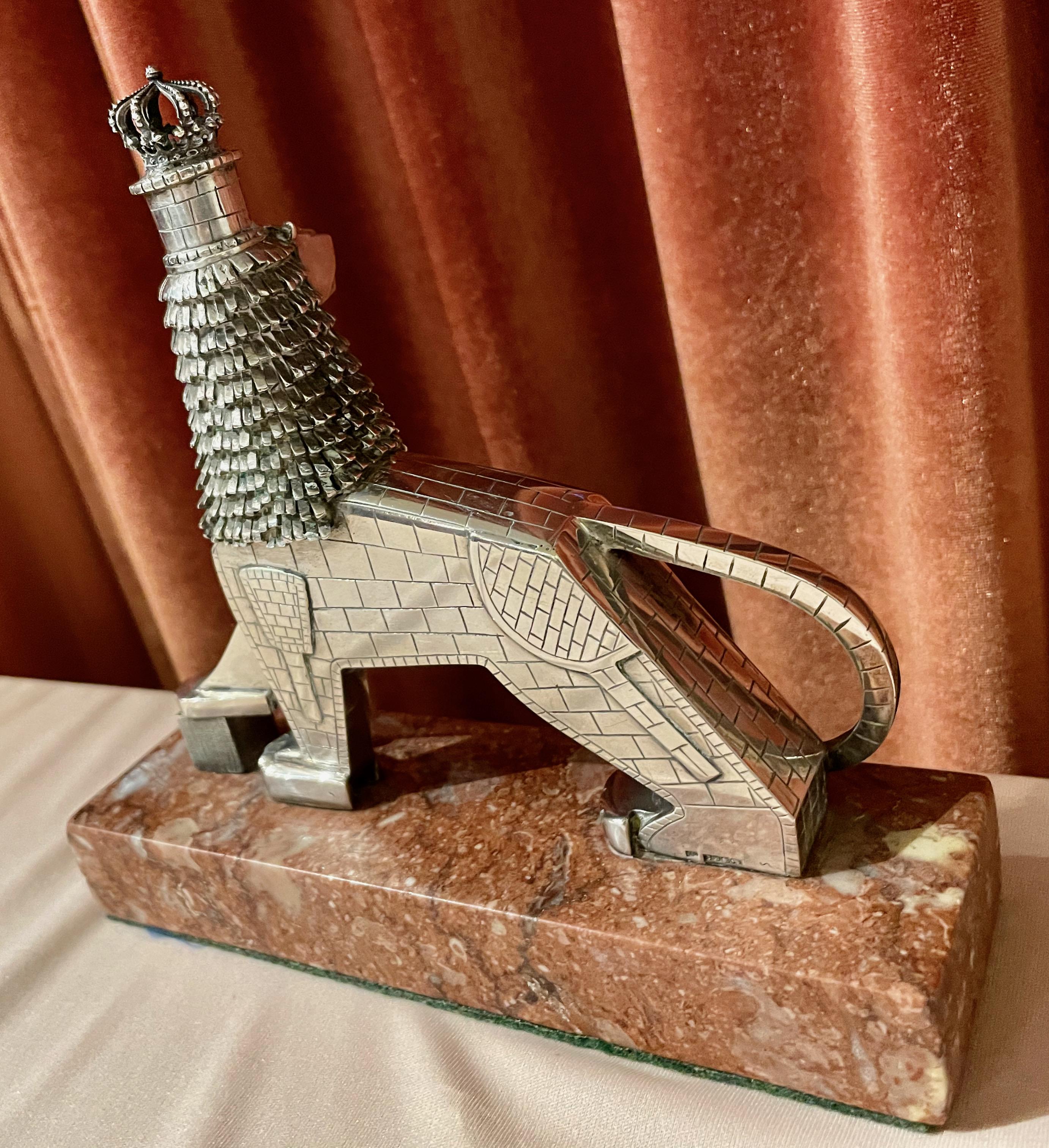 African Lion of Judah 800 Silver Statue by Artist Dejene from Addis Ababa