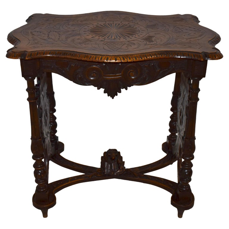 Lion of Saint Mark Carved Oak Table, circa 1890 For Sale at 1stDibs