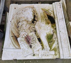 Leone di San Marco con motto in marmo di Botticino - Serenissima, XIX secolo