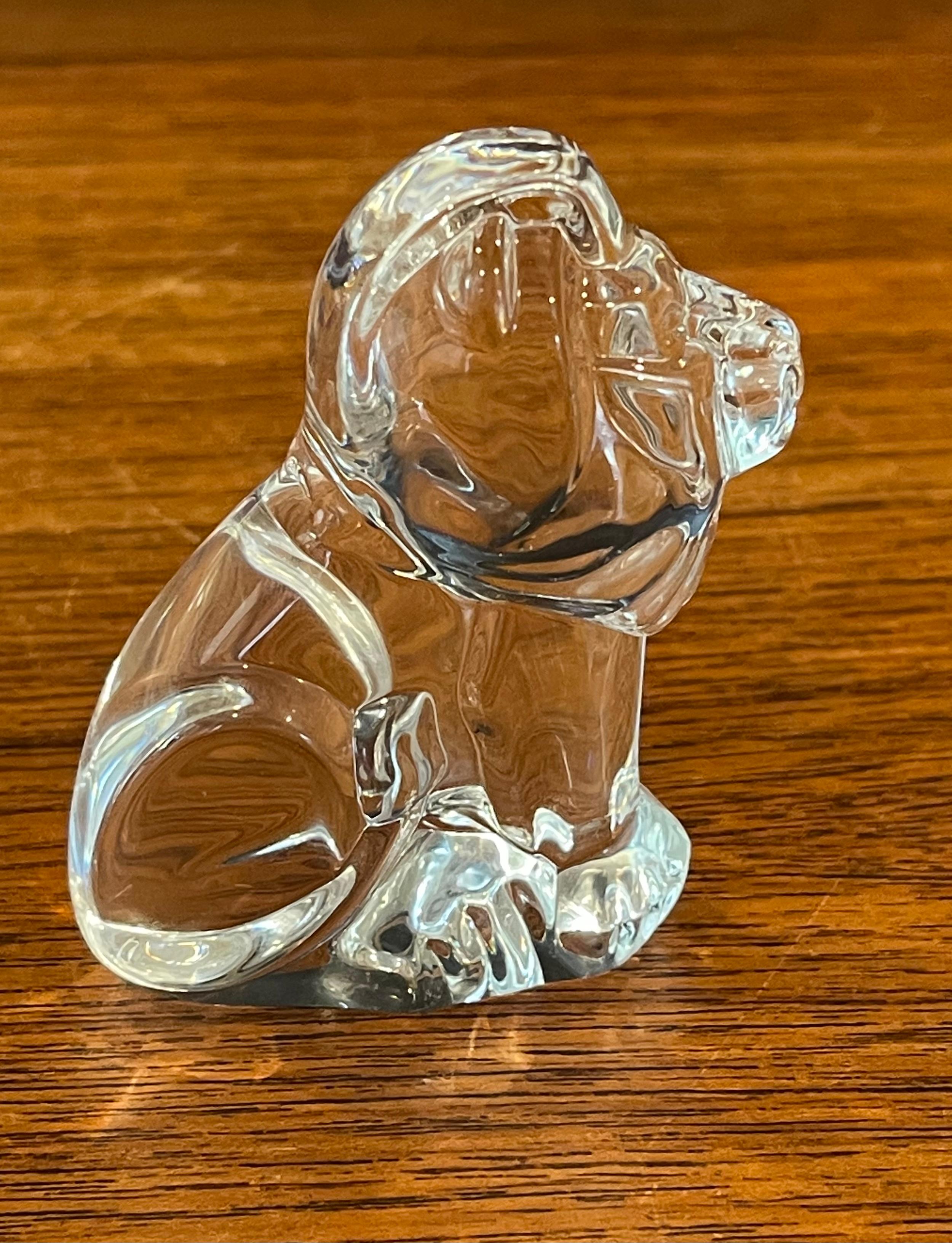 Lion Paperweight / Hand Cooler by Steuben Glassworks In Good Condition For Sale In San Diego, CA