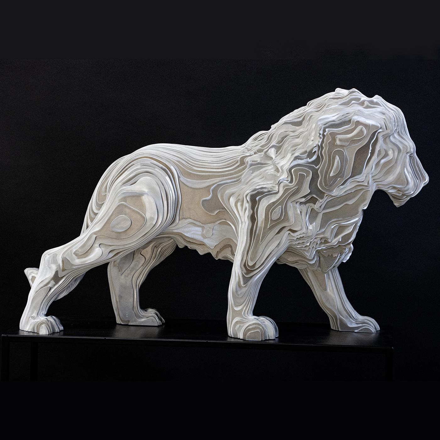 Belgian Lion Polished Sculpture For Sale