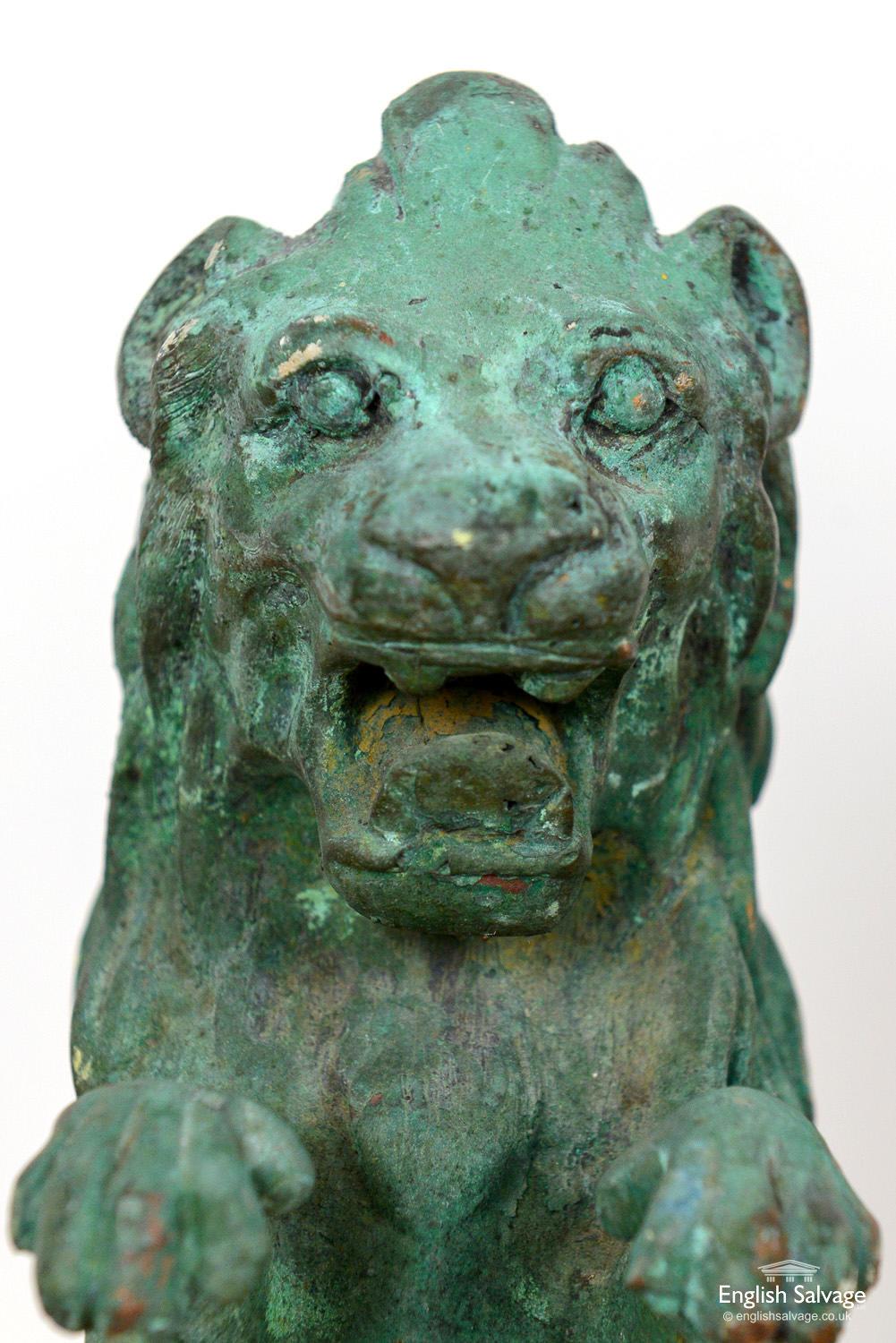 European Lion Rampant Cast Bronze Sculpture, 20th Century For Sale