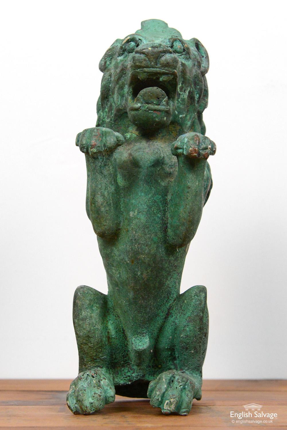 Lion Rampant Cast Bronze Sculpture, 20th Century In Good Condition For Sale In London, GB