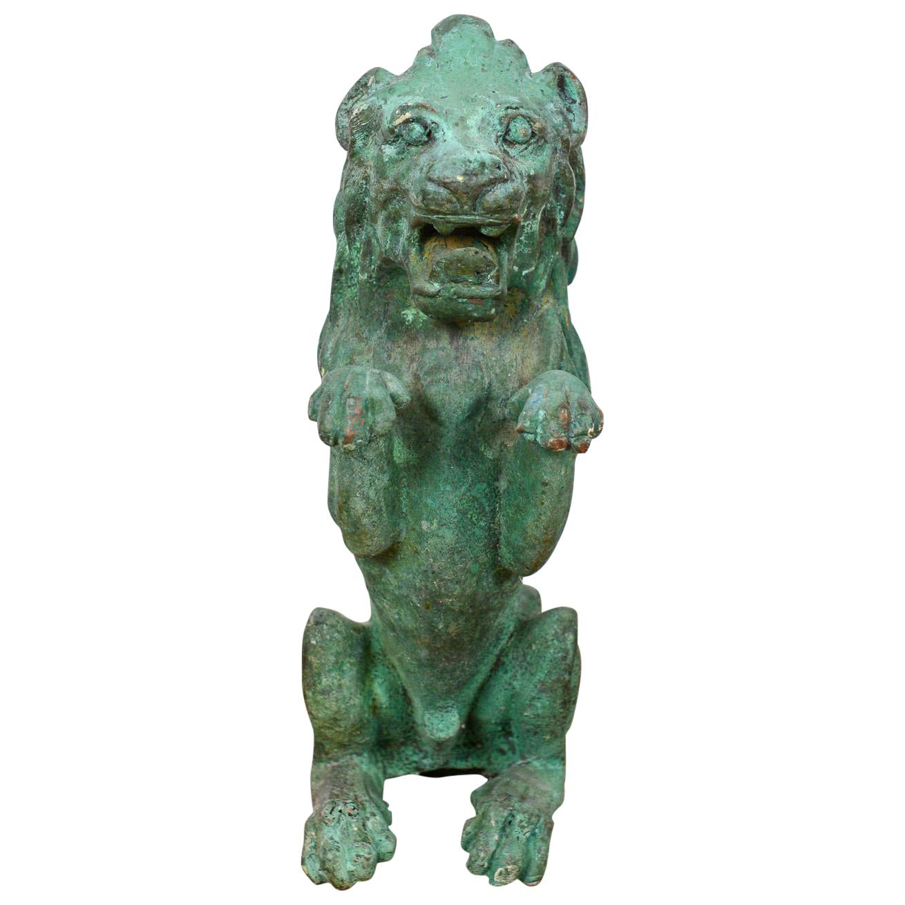 Lion Rampant Cast Bronze Sculpture, 20th Century For Sale