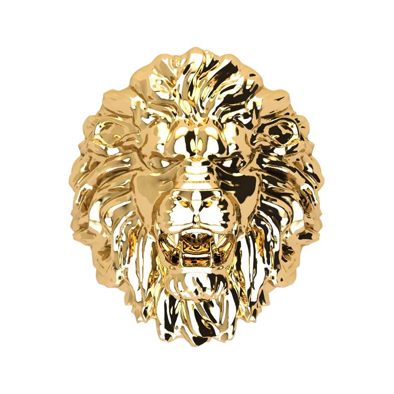 Bague lion en or massif 18 carats avec anneau en vente