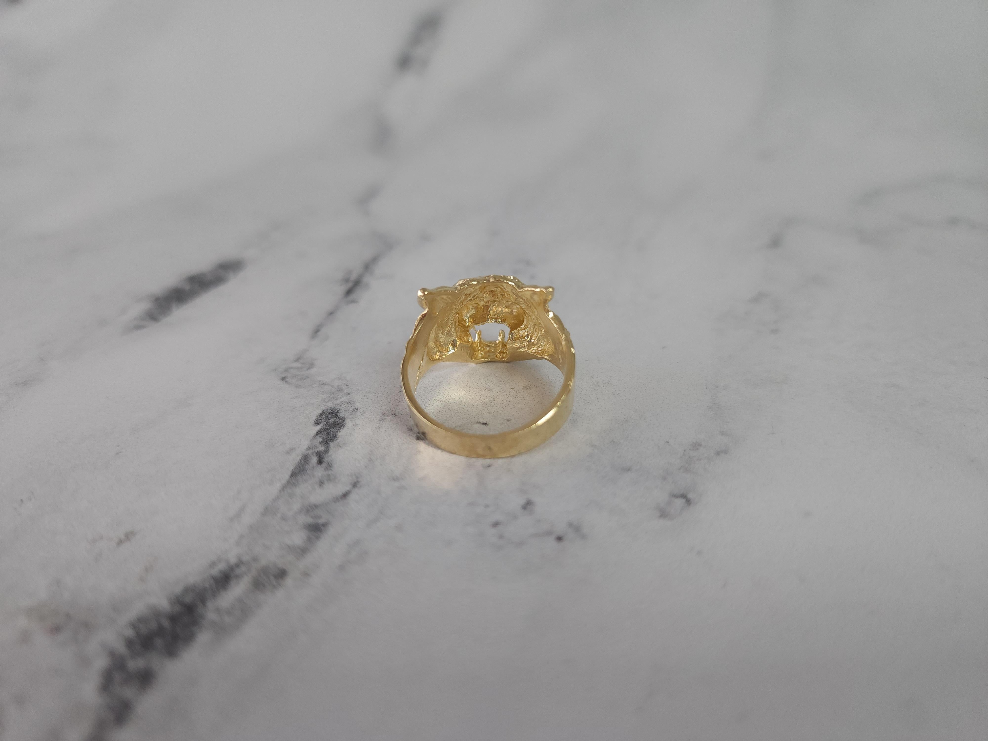 Anello Leone con tagli di diamanti in oro giallo 14k in vendita 3