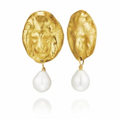 Lion Sculptural Earrings by Rebecca Elbek