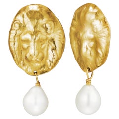 Lion Sculptural Earrings by Rebecca Elbek