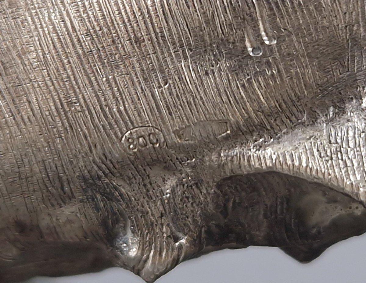 Escultura de León en Plata de Ley y Piedra Eudialita en venta 2