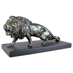 Lion Sculpture Patinated Cast Steel Art Nouveau, Austria, circa 1900