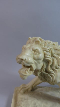 After Antoine-Louis Barye Walking Lion Le lion qui marche White Marble Effect