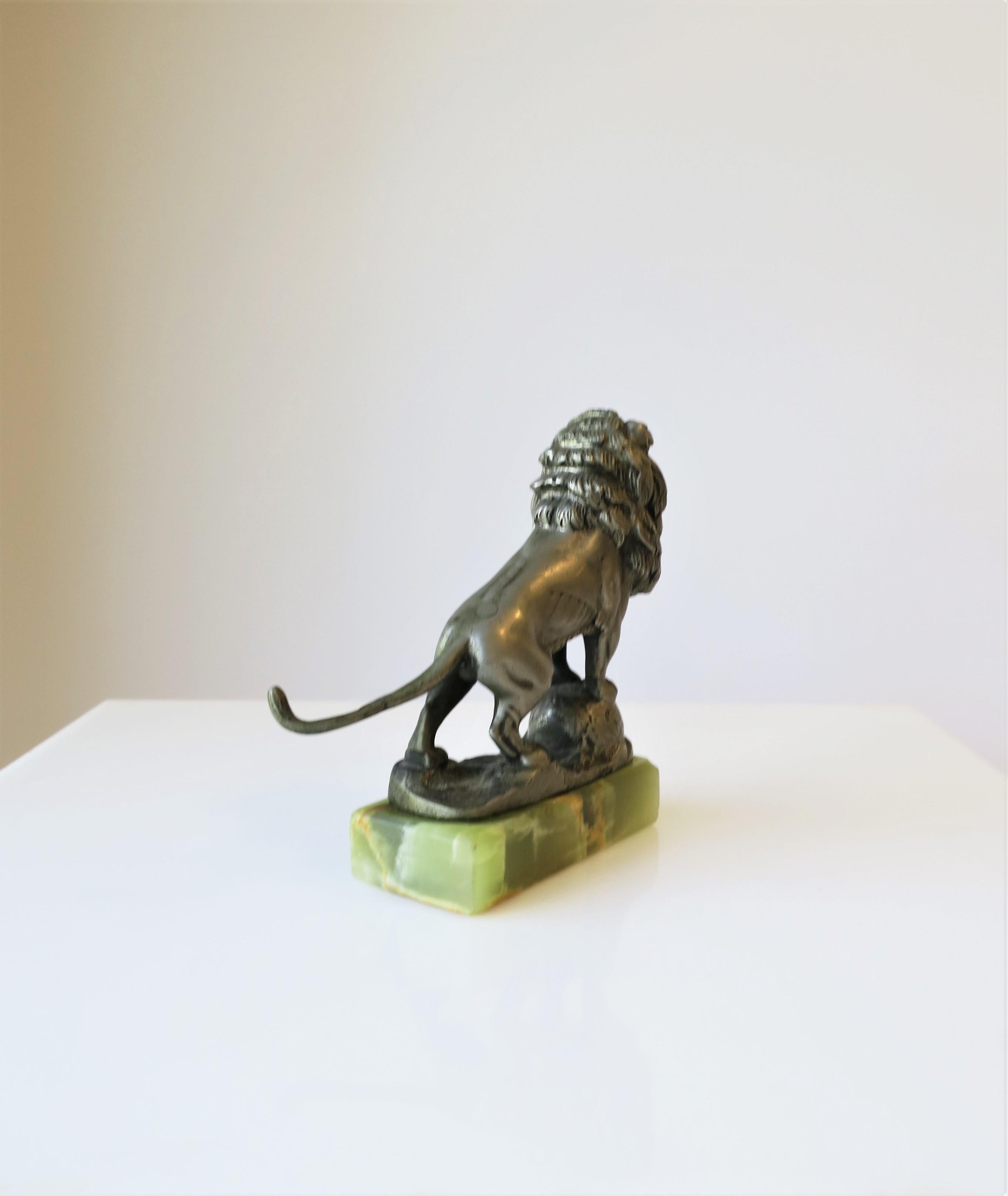 Grand Tour Bronze Lion on Onyx Marble Decorative Object after Medici 3
